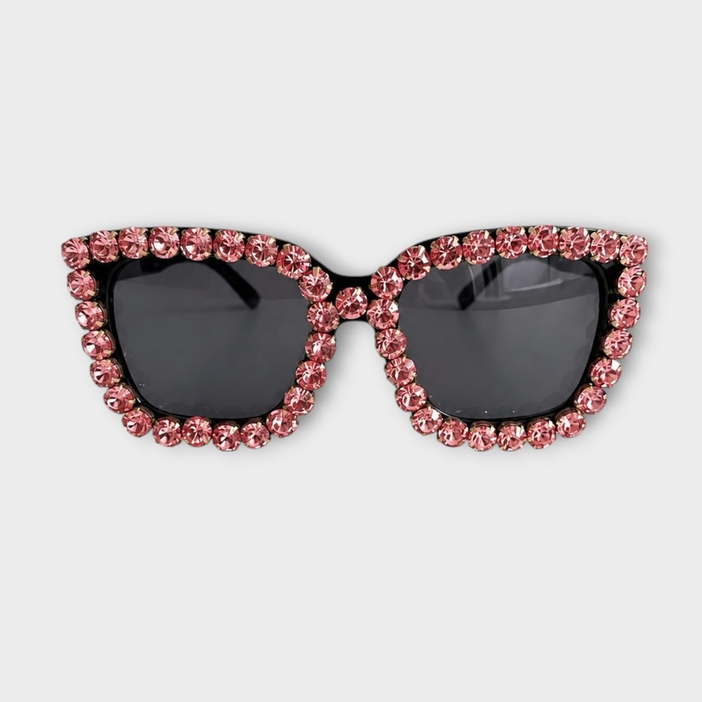 Pink Crystal-Embellished Cat Eye Sunglasses